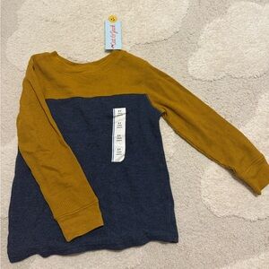 Cat & Jack Mustard and Navy Long Sleeve Tee